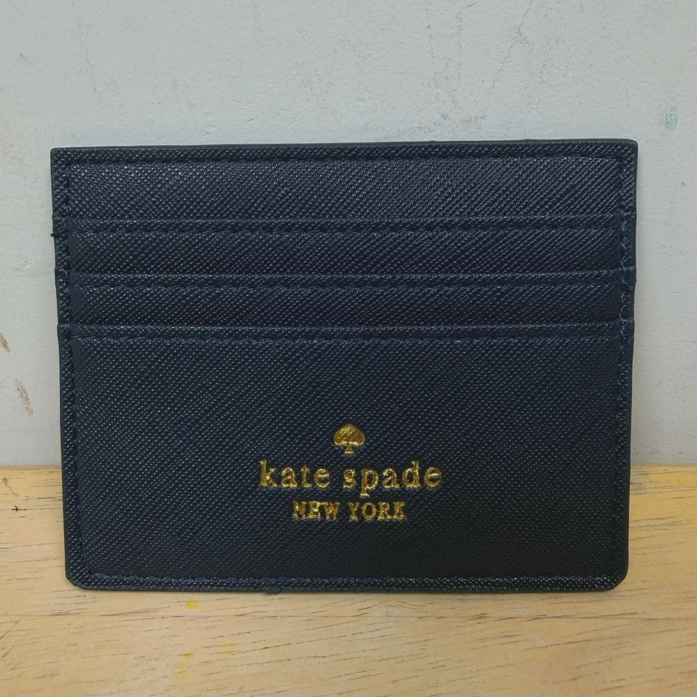 Kate Spade New York Greta Court Graham Glitter Card‎ Case Navy NWT Classic Glam